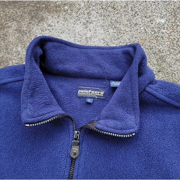 Vtg Y2k Point Zero Men's Zip Up Navy Fleece Zip Up Vest Size Lg Techwear Skater - Picture 2 of 4